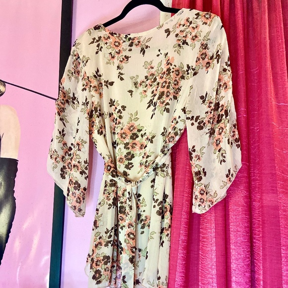 Y2k Vintage Floral Fairycore Boho Chiffon Kimono Sleeve Blouse Women’s Large - Picture 5 of 6
